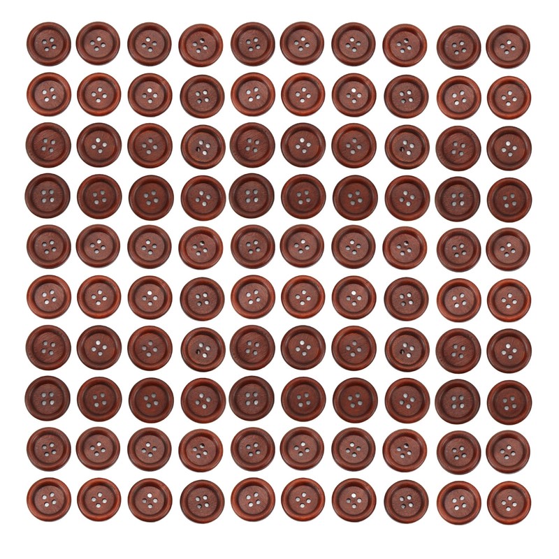 100Pcs Wooden Button 20mm 4 Holes Delicate Cute Waterproof Clothing