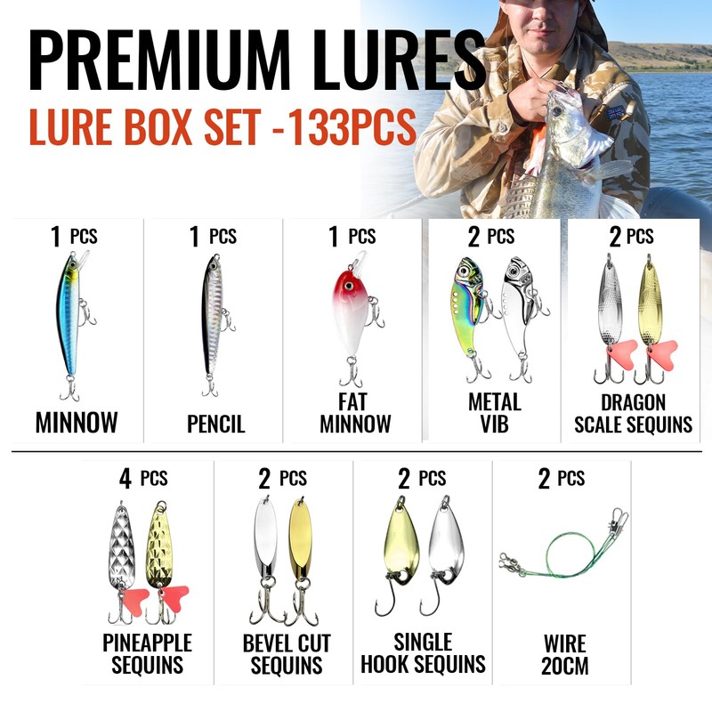 Genibaby Fishing Soft Bait Set [133 Pcs] Bass Lures Kit