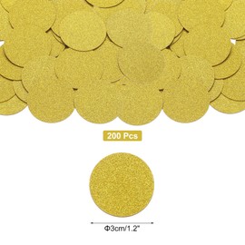 MECCANIXITY Glitter Round Confetti Cutouts Paper Circles Cut-outs for Wedding Birthday Party Table Board Wall Decorations, 1.2" in Diameter(Gold, 200pcs)