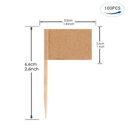 JAVD 100 Pcs (Kraft Paper) Blank Toothpick Flag Fruit Cupcake Markers Toothpick Flag Kraft Paper Markers Toothpick Flag