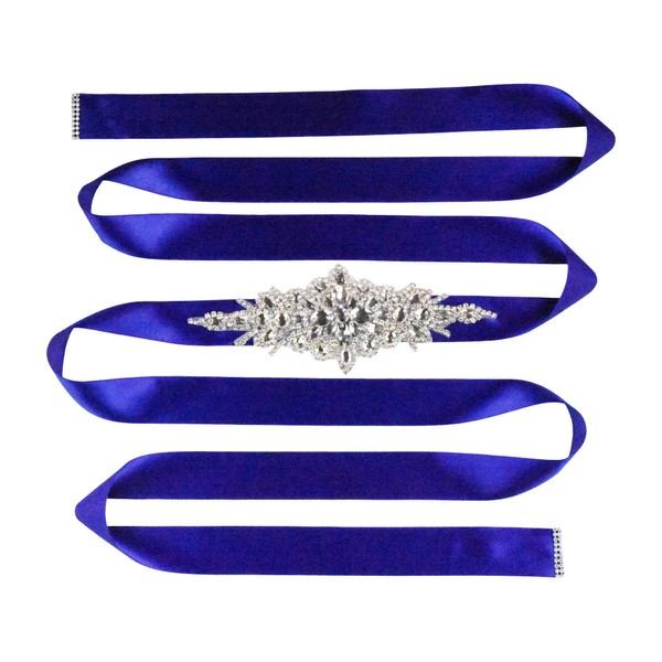 Mandala Crafts - Cinturón de novia para mujer, vestido de novia con diamantes de imitación para vestidos, Azul Real, Tamaño Completo