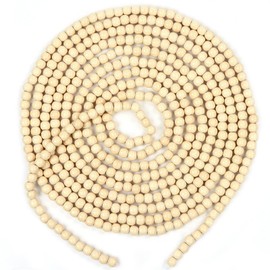 20 Feet Christmas Wood Bead Garland Wooden Rustic Farmhouse Beads Garland Wall Hanging for Country Natural Holiday Christmas Tree, Boho Decorations Wall Hanging Prayer Beads (Wood Color)