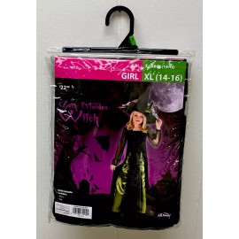 Fun World Girls XL 14-16 Goth Maiden Witch Dress  Black & Green Costume NWT by Fun World