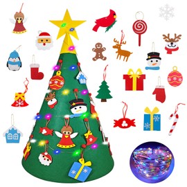 NEWUPZSI 3D Felt Christmas Tree DIY Children's Christmas Craft Set Christmas Tree with Removable Ornaments Decoration for Home