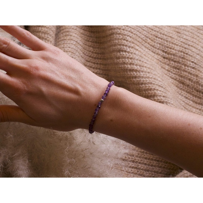 BERGERLIN Genuine amethyst bracelet with 925 Sterling silver - real