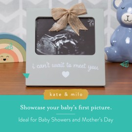 Kate & Milo Kate & Milo Baby Sonogram Photo Frame, I Can't Wait To Meet You Ultrasound Keepsake Frame, Pregnancy Announcement Idea, Nursery Décor, Baby Girl and Baby Boy Gift, Gray