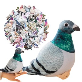 ZPSOSPZ Simulation Pigeon Doll Toy, Cute Pigeon Plush Doll, Adorable Stuffed Pi-geon for Adults, Pigeon Stickers, Soft Home Decoration Animal Toys, Bird Plushie for Kids, 20CM
