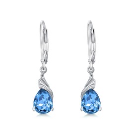 SEIYANG December Birthstone Earrings for Women Blue Topaz Earrings Teardrop Dangle Drop Earrings Birthday Anniversary Fine Jewelry for Women Girls