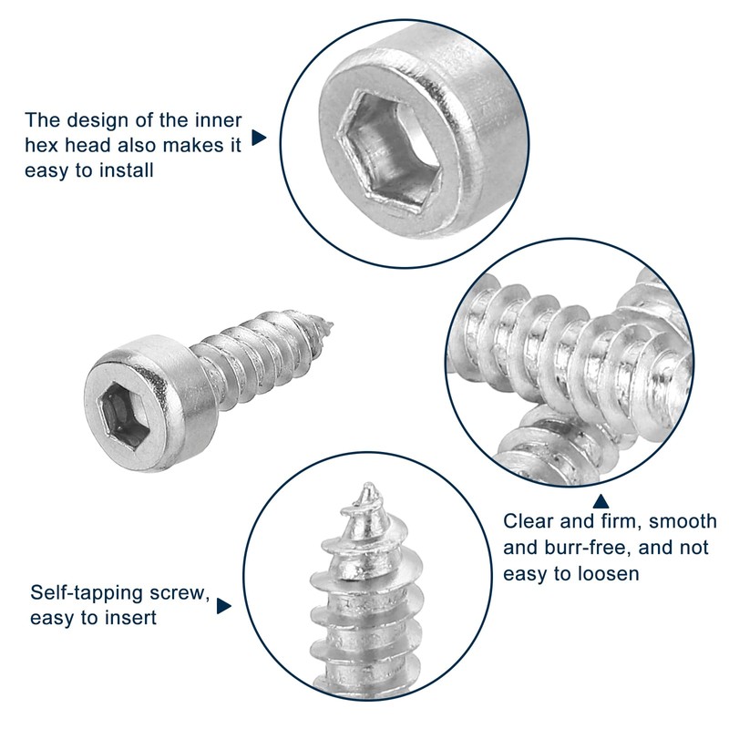 sourcing map M4 Hex Socket Head Cap Self-Tapping Screw, 100Pcs