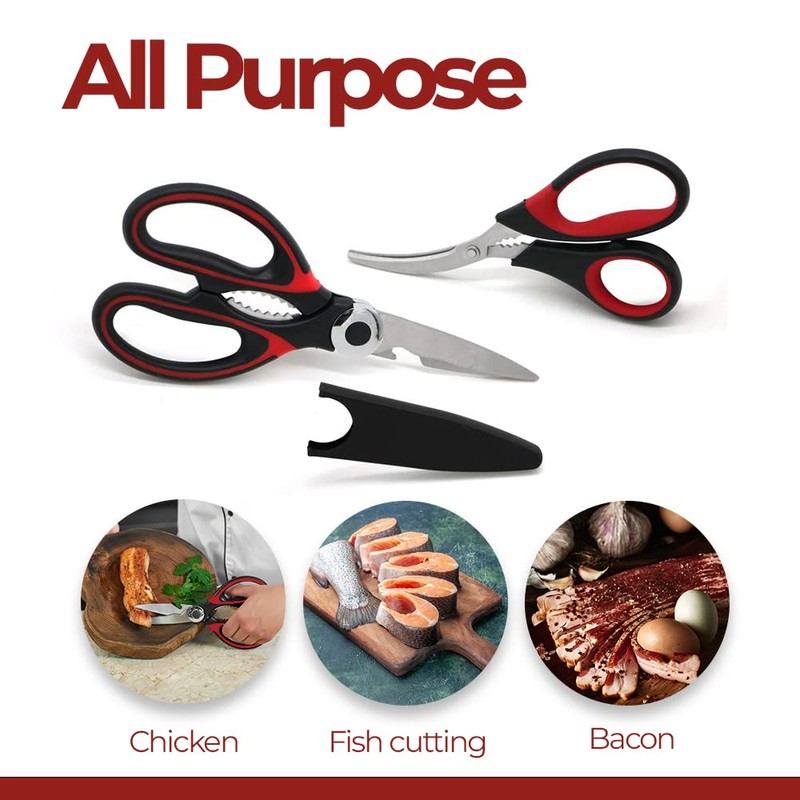 Professional Kitchen Scissors | 2-Pack Ultra Sharp Stainless Steel Kitchen