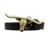 Western Belts for Woman - Leather Cowgirl Belt w/Longhorn Bull