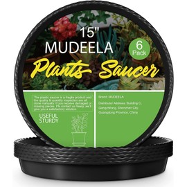 MUDEELA 6 Pack of 15 inch Plant Saucer, Durable Plastic Plant Trays for Indoors, Black Plastic Flower Plant Pot Saucer, Made of Thicker, Stronger Plastic, with Taller Design