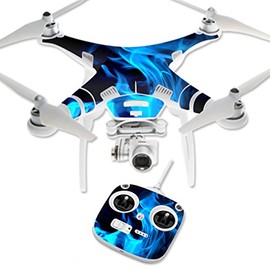 MightySkins Skin Compatible with DJI Phantom 3 Standard Quadcopter Drone wrap Cover Sticker Skins Blue Flames