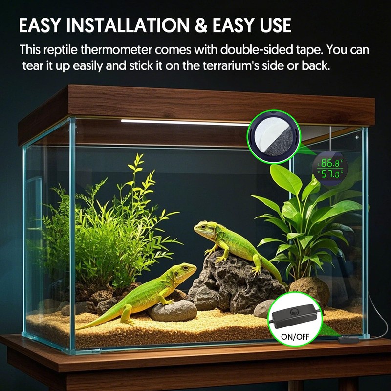 QZQ Reptile Thermometer and Humidity Gauge, LED Digital Thermometer Hydrometer,