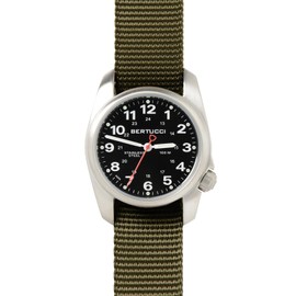 BERTUCCI® 36 mm Stainless Steel Field Watch - A-1S Field™ - Black Dial, Defender Olive™ Nylon Band 11012
