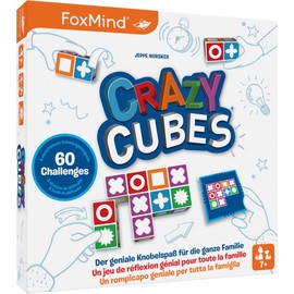 FoxMind 3100235 Crazy Cubes, Ingenious Puzzle for the Family, Fast Dice Puzzle for 1-4 People, Brainteaser for Children from 7 Years, Red, Blue, Green, Yellow, White