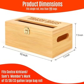 Extra Large Trash Bag Organizer Dispenser, Garbage Bag Dispenser Roll Holder Under Sink, Bamboo Wall Mounted Kitchen Trash Bag Dispenser Holder, Bamboo Wood Garbage Bag Dispenser