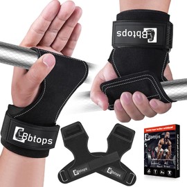 Weight Lifting Wrist Strap, Double-Layer Leather Wrist Straps for Gym Strength Training Weightlifting,Deadlift and Powerlifting, Enhance Grip Strength Neoprene Padding Gym Workout Lifting Straps Pair Black