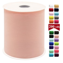 Blush Tulle Fabric Rolls 6 Inch by 200 Yards (600 feet) Fabric Spool Tulle Ribbon for DIY Blush Tutu Bow Baby Shower Birthday Party Wedding Decorations Craft Supplies