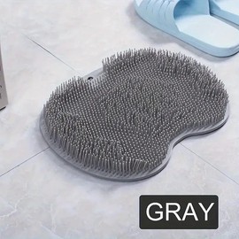 lazy people rubbing their feet and back, a magic tool for bathroom massage, bathing to remove dead skin, foot washing, foot brushing, silicone bathtub anti slip scrub mat - Color: GREY