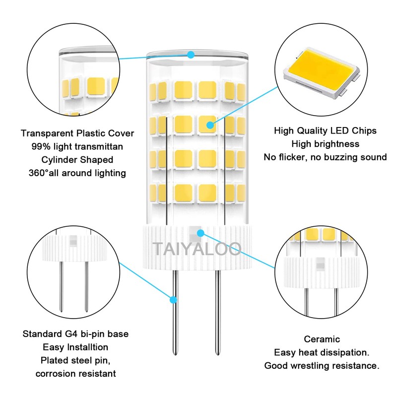 TAIYALOO G4 LED Bulbs 5W T3 40W Halogen Replacement 12V