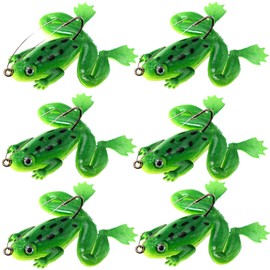 6 Pcs PVC Frog Lure for Bass Fishing, Fishing Lures Fishing Hooks Soft Baits Plastic Walleye Fishing Lures Paddle Tail Swimbaits for Bass Fishing, Fishing Bait for Freshwater Saltwater