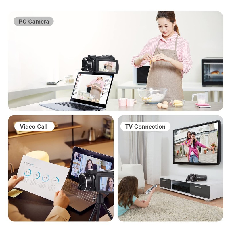 Andoer 2.7K Digital Video Camera Camcorder Recorder DV 48MP 16X