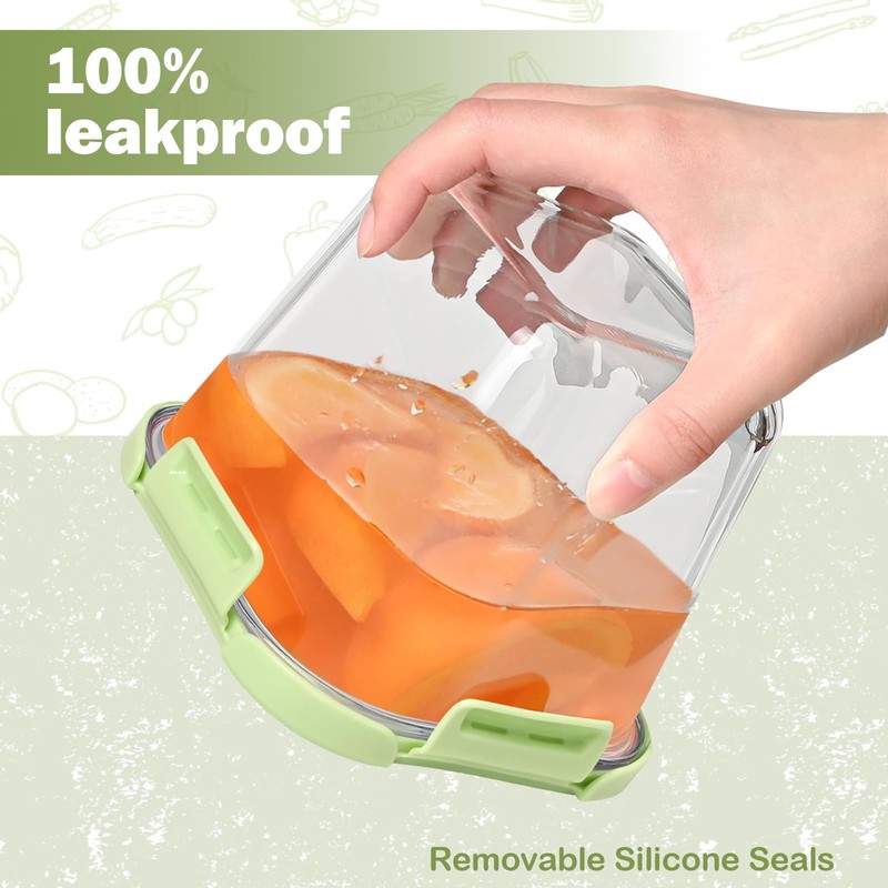 Glass Soup Containers with lids 4 Cup, 32 oz Glass