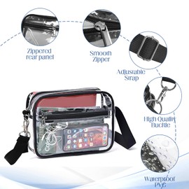 GUSXPPD Transparent Shoulder Bag, PVC Transparent Bag, Women's Crossbody Shoulder Bag, Waterproof Sling Bag with Adjustable Strap for Concerts, Sports, Shopping, Travel, gray