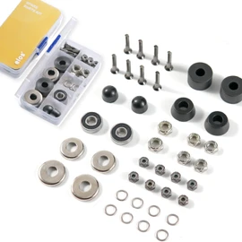 Elos Skateboard Hardware Kit - Skateboard Screws, Bearing Skateboard, Skateboard Bushing, Rubber Bushing, Skateboard & Longboard Accessories Set with Bolts and Nuts, Lightweight 42 Piece (Spare Kit)