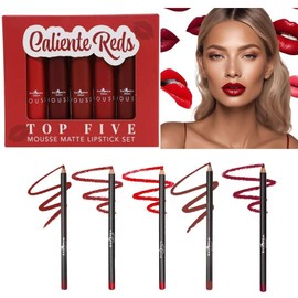Italia Deluxe Exclusive Edition Top Five Lip Kit with Mousse Matte Lipsticks and Ultrafine Lipliners, Creamy, Highly Pigmented, Long Lasting Lip Makeup Combo