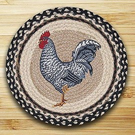 Earth Rugs 57-430R PMRP-430 Rooster 15” Round Placemat, Black