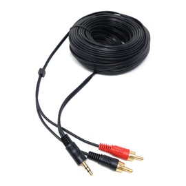 DRUT 20m 3.5mm to Twin RCA Stereo Aux Phono Audio Cable Mini Jack Lead Cord Y Splitter Headphone Cord RCA Y Splitter Adapter 65ft Black Gold Connectors