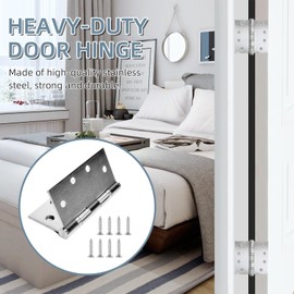 3 Pack Stainless Steel 4'' Door Hinges, 4in x 4in Heavy-Duty Ball Bearing Door Hinges with Square Corners for Exterior & Interior Doors, Silver
