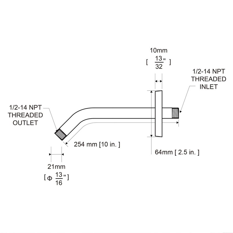 OFFO Shower Arm with Flange 25cm(10 inch) Universal Wall-Mounted Replacement