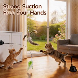 WOWOOF PET Interactive Cat Toys for Indoor Cats, Flying Bird Feather Toy, Cat Teaser Enrichment with Adhesive-Backed Suction Cups, Self-Play Teaser for Bored Cats
