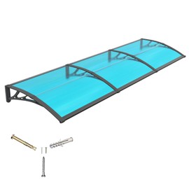 Awning for Door Entrance,32x120 Inches Awnings for Doors,Window Awning Canopy Exterior with Plastic Steel Bracket,Polycarbonate Cover,UV,Rain,Snow Protection for Porch,Patio,Deck