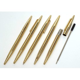 タキザワ Slim Cowhide Leather Pen Case Black Red Set Elegant Gold Rotating Ballpoint Pen ASBR-DS2