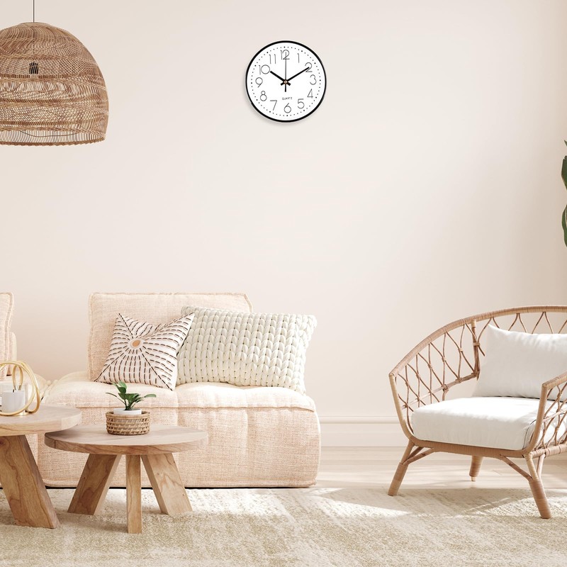 2 Stück 20cm Rund Quartz Wanduhr (Weiß)