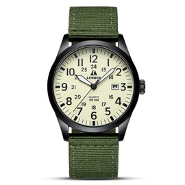 LN LENQIN Mens Watches Unisex Military Sport Nylon Strap Stylish Luminous Fashion Analog Quartz Watch for Men Waterproof Army Tactical Casual Wristwatch