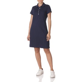 Nautica Women's Easy Classic Short Sleeve Stretch Cotton Polo Dress, Navy Seas, Small