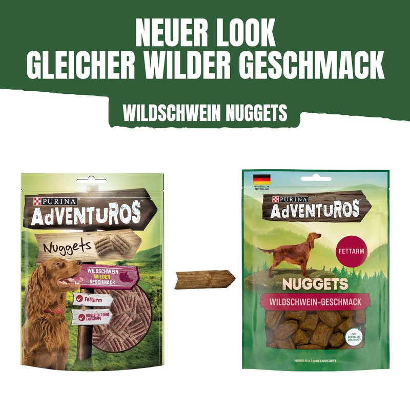 Adventuros Nuggets Hunderleckerli, mit Wildschwein, 6er Pack (6x90g)