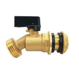 BesNPT Brass Rain Barrel Spigot Water Tank Faucet, 1/2" NPS Male Inlet to 3/4" GHT Male Outlet, Quarter Turn Bulkhead Ball Valve
