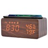 Alarm Clock, Desktop, Digital, Multi-functional, Wood, Qi Wireless Charger, Snooze,
