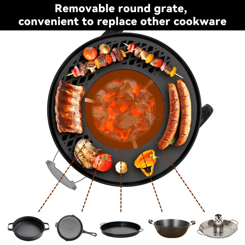 Charkettle 2-1 Grill Griddle Replacement Gourmet BBQ System with Removable