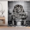 LKFBSC Funny Lion Shower Curtain, Fancy Humor Leo Animal on