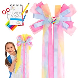 Zidoley School Cone Bow School Cone Craft Set for Girls Sugar Bags Decorative Bow Mermaid School Cone Bow Sugar Bag Bow Back to School Boy First Day of School - 60 x 20 cm (Pink)