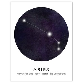 Aries Zodiac Consteallation Wall Art: Unique Room Decor for Boys, Girls, Men & Women - (11x14) Unframed Picture - Great Gift Idea Under $15