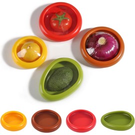 Paquete De 4 Cajas De Almacenamiento De Frutas De Silicona, Contenedores De Almacenamiento De Frutas y Verduras Reutilizables De Silicona, Ideales Para Guardar Cebolla, Tomate, Limón y Aguacate