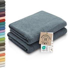 ZOLLNER Set of 2 Bath Towels – Soft and Absorbent Towels – Washable up to 95 °C – Cotton – 70 x 140 cm in Grey
